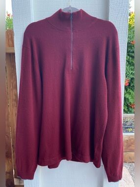 Banana Republic 100% Cashmere Burgundy Quarter-Zip Sweater Classic Luxury - Sz L